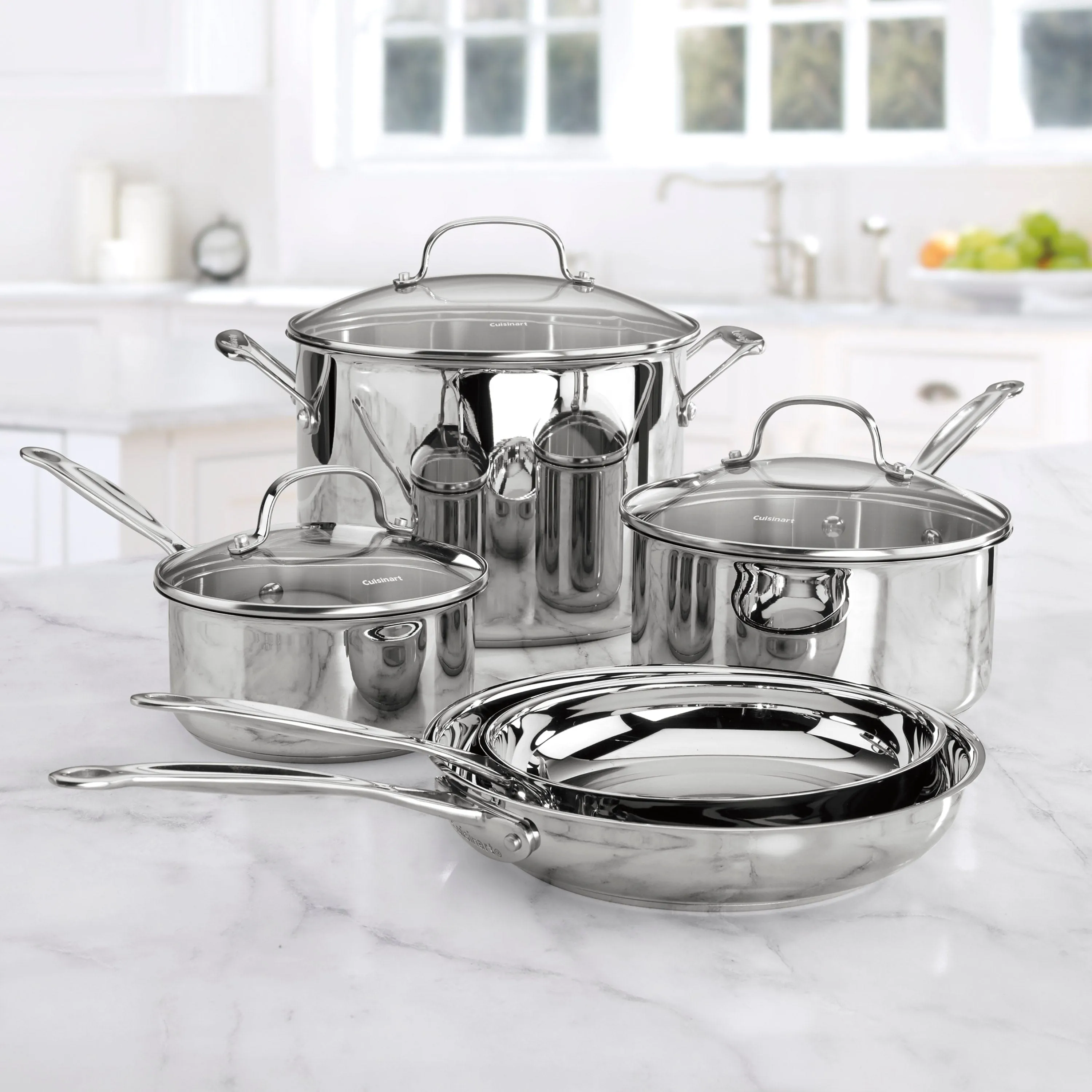 Cuisinart Stainless 8 Piece Cookware Set with Glass Lids