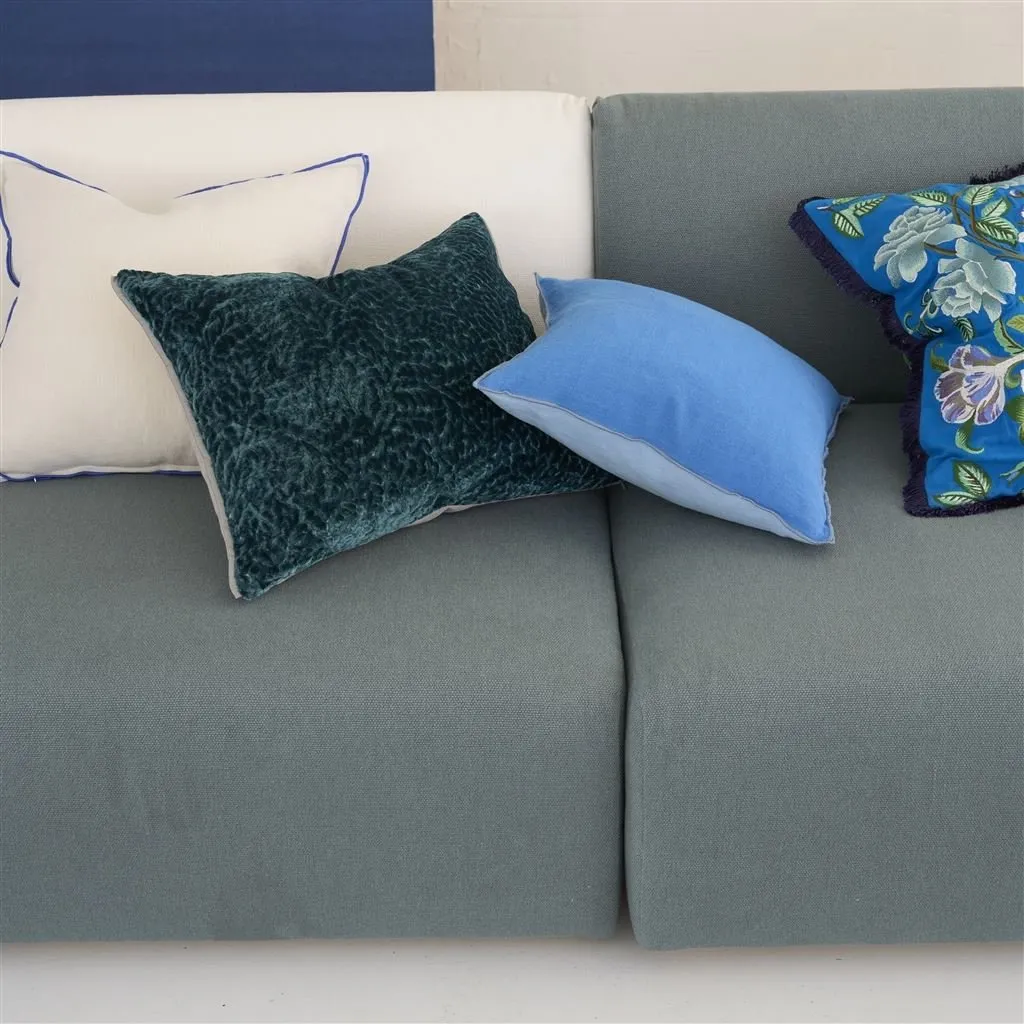 Designers Guild Cartouche Teal Velvet Decorative Pillow