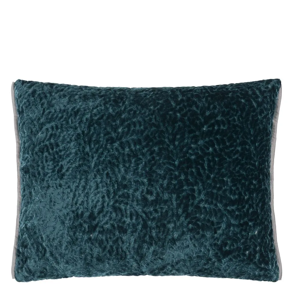 Designers Guild Cartouche Teal Velvet Decorative Pillow