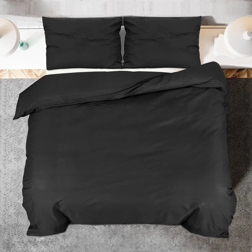 Duvet Cover Set Black 220x240 cm Light-weight Microfiber