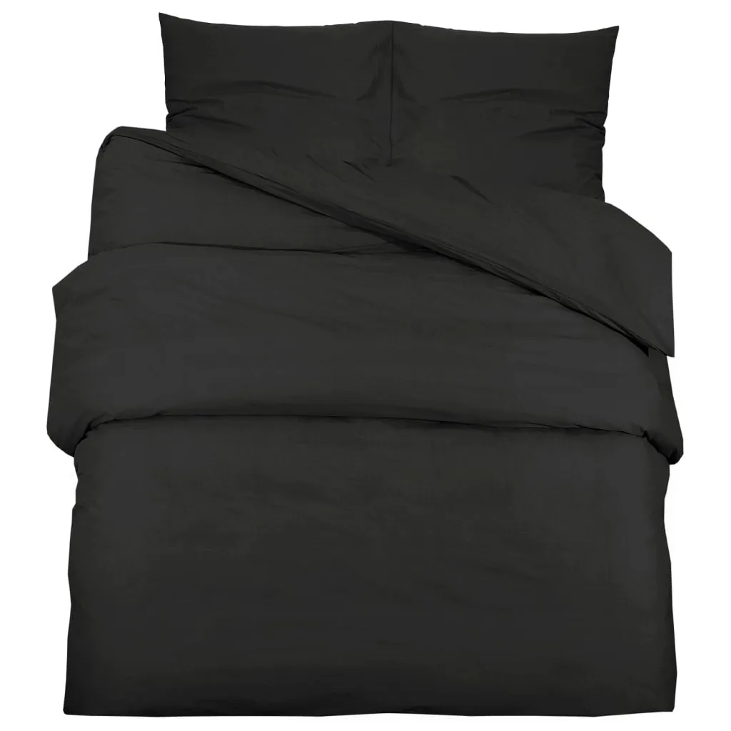 Duvet Cover Set Black 220x240 cm Light-weight Microfiber