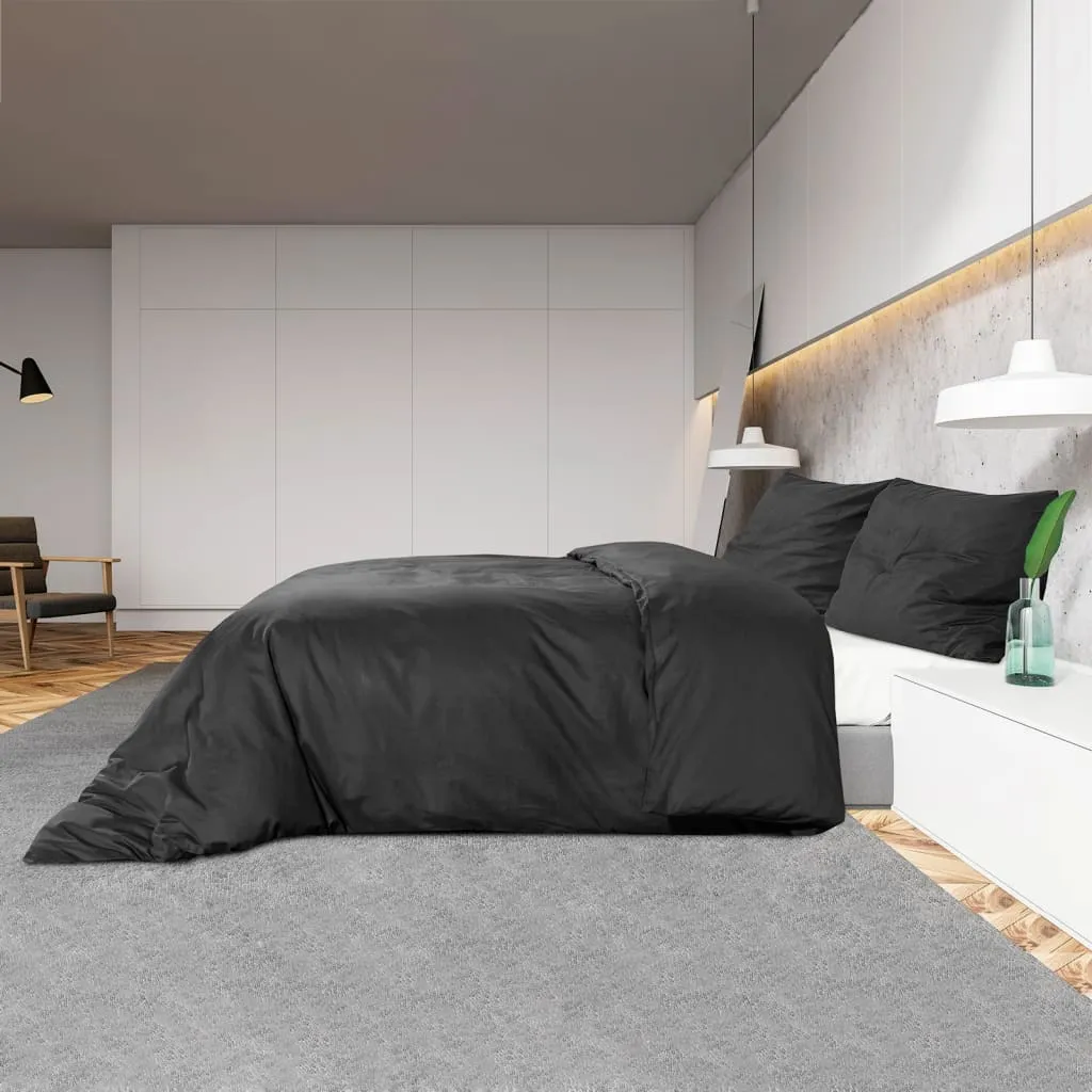 Duvet Cover Set Black 220x240 cm Light-weight Microfiber