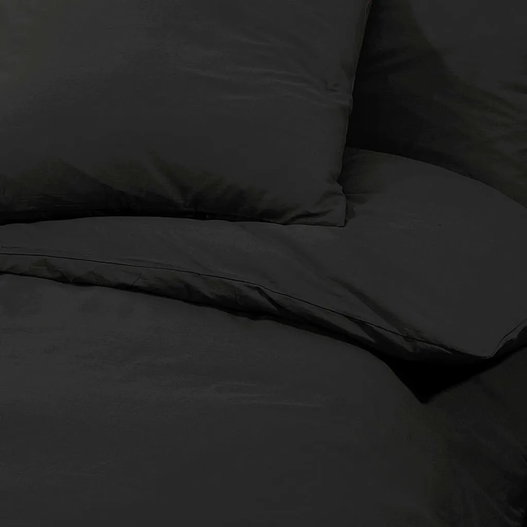 Duvet Cover Set Black 220x240 cm Light-weight Microfiber