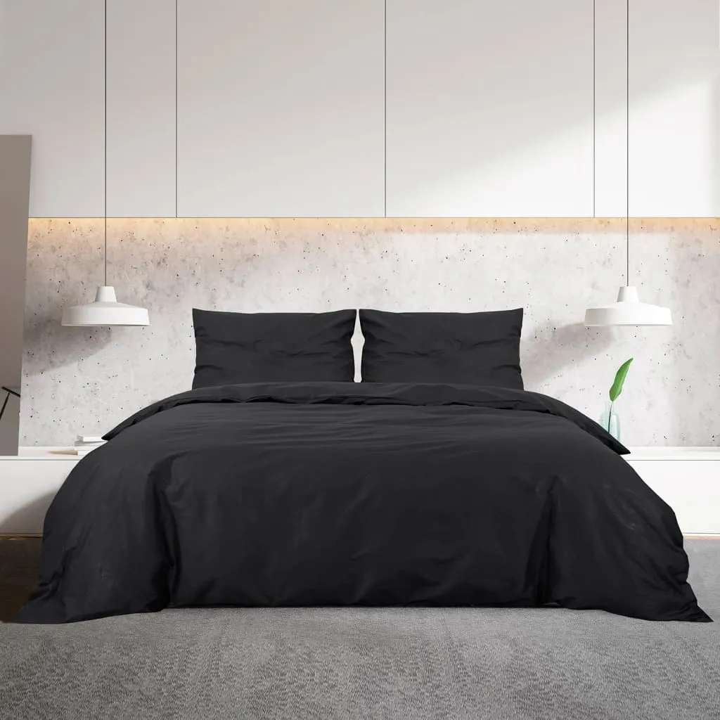 Duvet Cover Set Black 220x240 cm Light-weight Microfiber