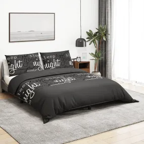 Duvet Cover Set Black 225x220 cm Cotton