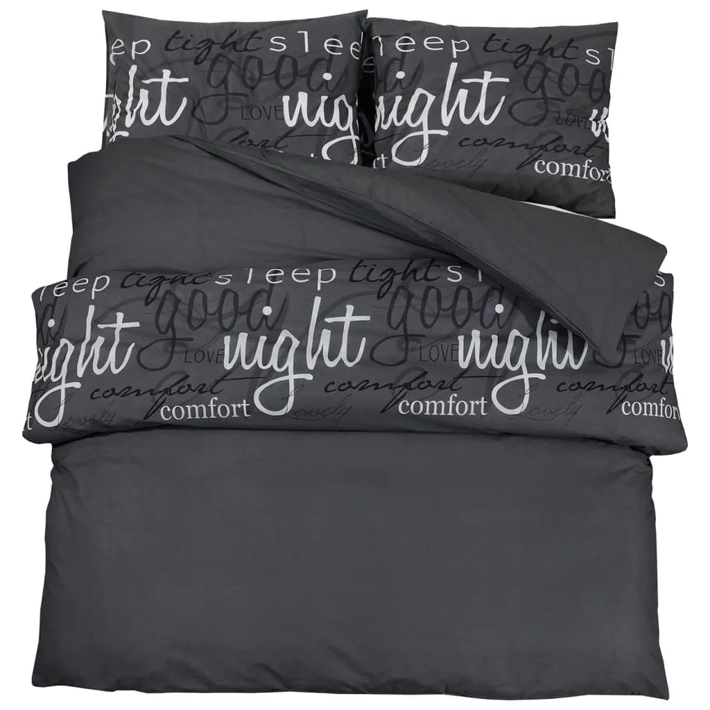 Duvet Cover Set Black 225x220 cm Cotton