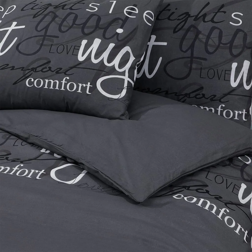 Duvet Cover Set Black 225x220 cm Cotton