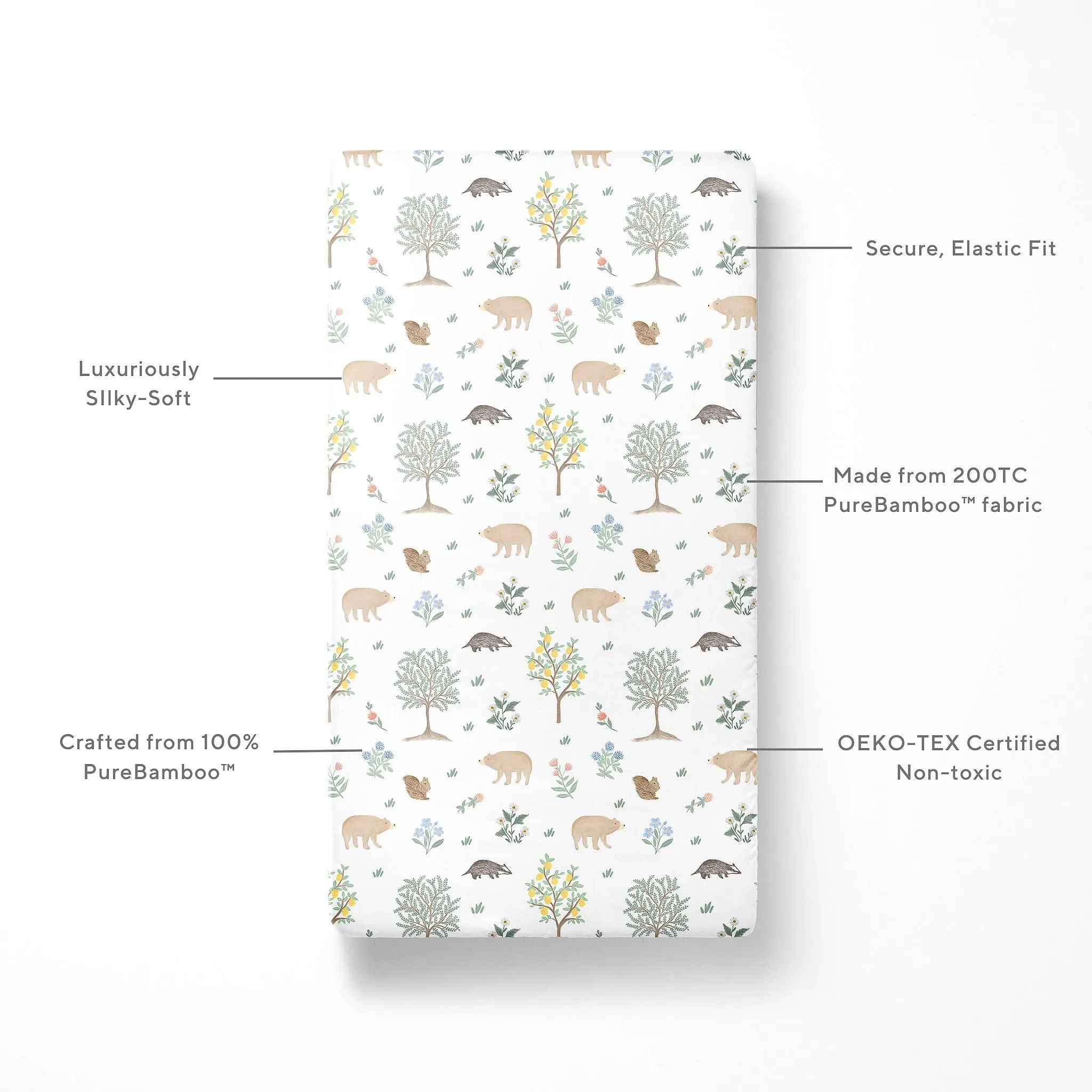 Duvet   Fitted Crib Sheet Set - Woodland Citrus