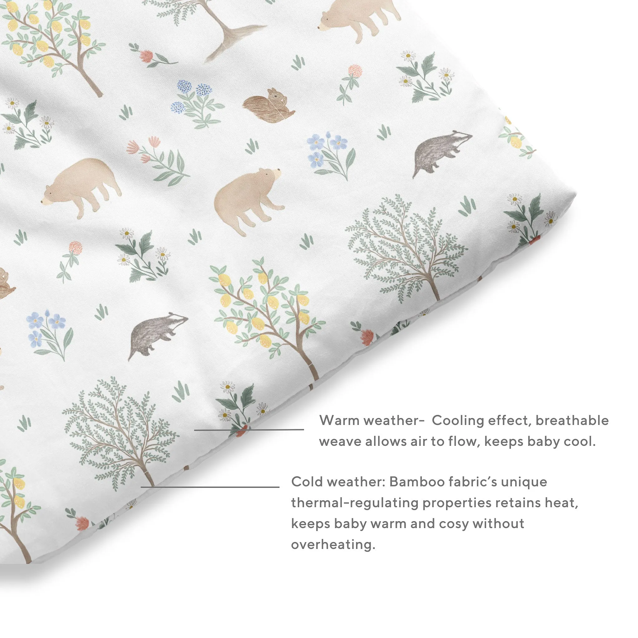 Duvet   Fitted Crib Sheet Set - Woodland Citrus