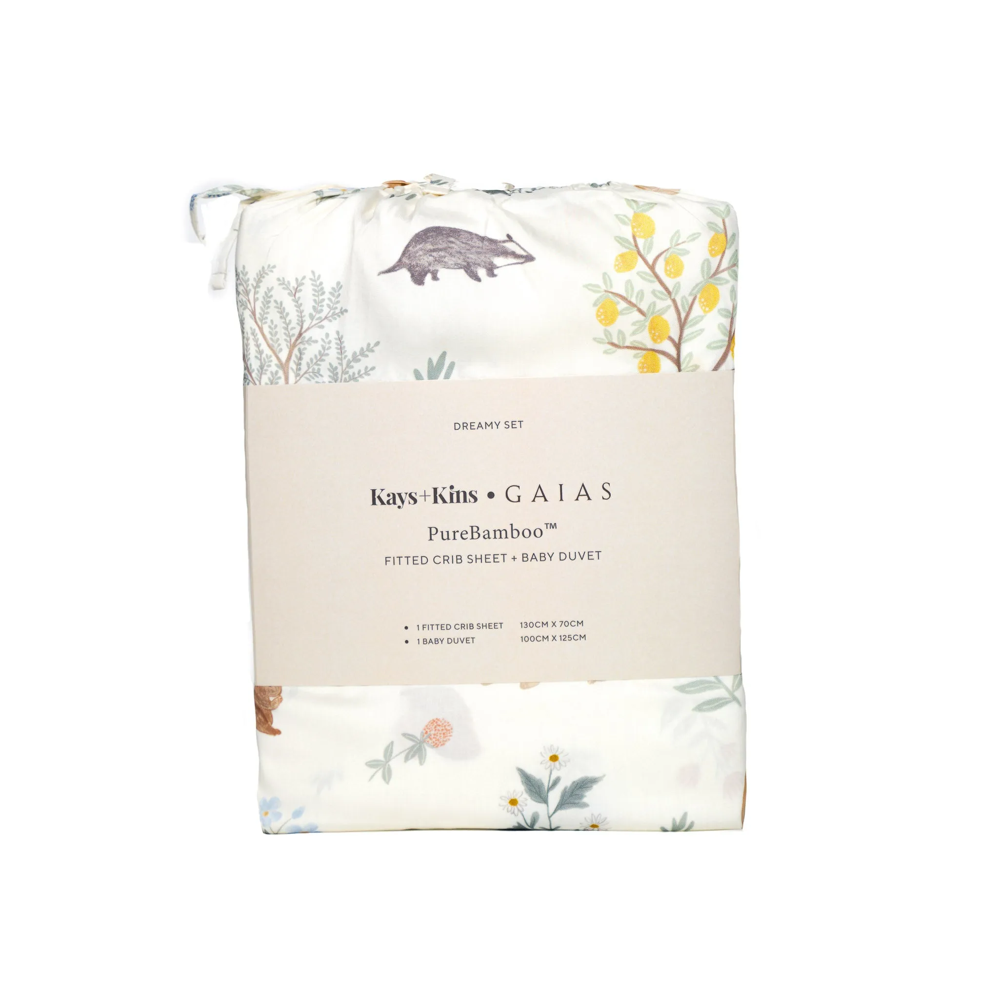 Duvet   Fitted Crib Sheet Set - Woodland Citrus