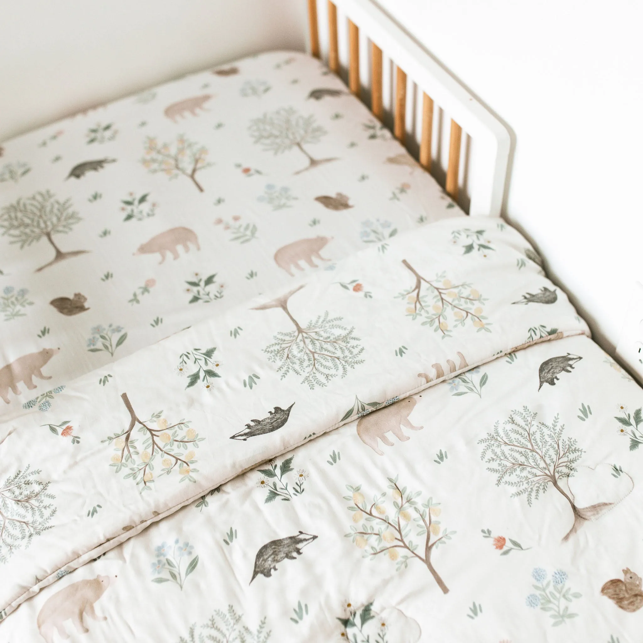 Duvet   Fitted Crib Sheet Set - Woodland Citrus