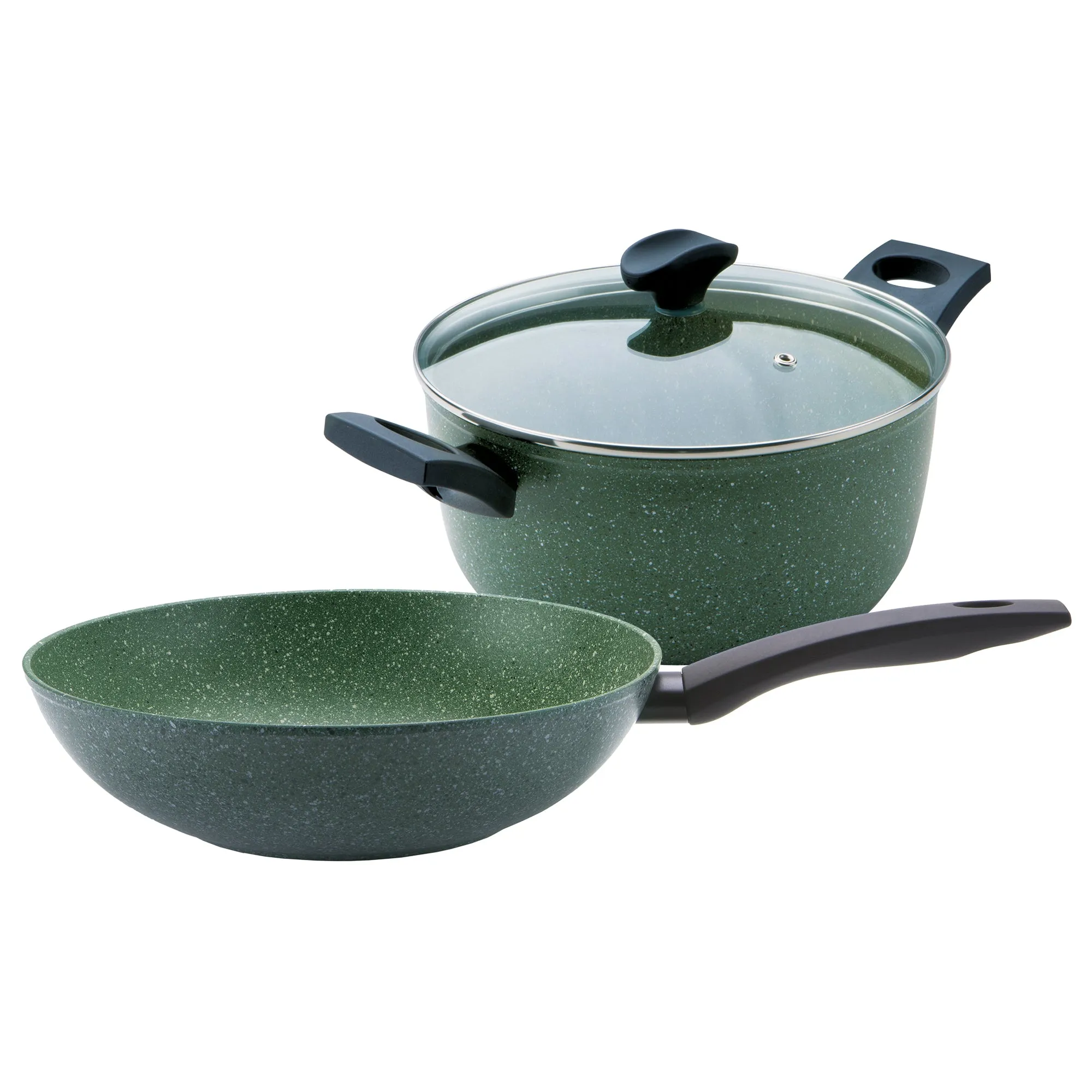 Eco Non-Stick Induction Wok Pan, Stockpot & Lid Set - 2 Piece Set