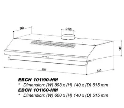 Elba EBCH 101/90-HM 90cm Cooker Hood