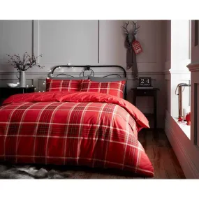 Elgin Reversible Design Check Duvet Set - Red Tartan