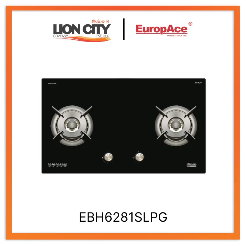 Europace EBH6281S 2 Burner 80cm Slim Gas Cooker Hob (Schott Glass) LPG