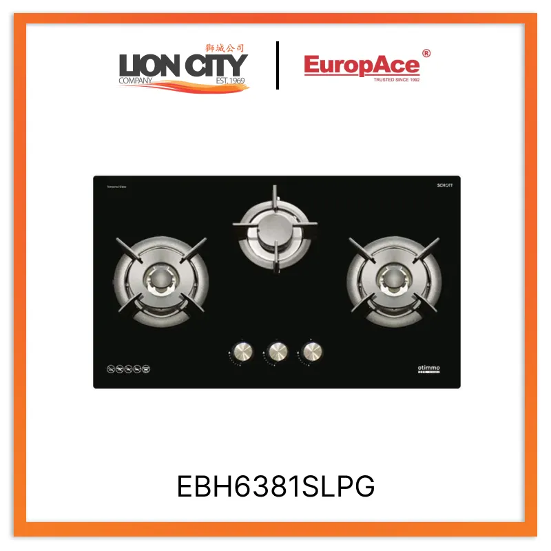 Europace EBH6381S 3 Burner 80cm Slim Gas Cooker Hob (Schott Glass) LPG