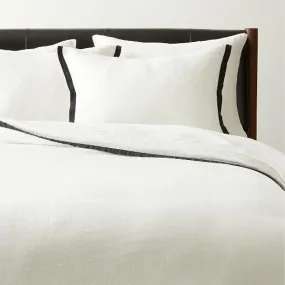 European White with Black Ribbon Duvet Set