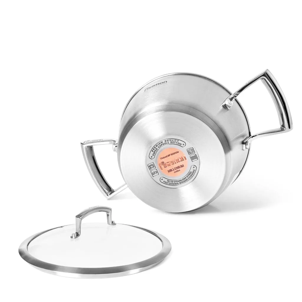 Fissman Casserole Millenium Stockpot With Lid Silver/Clear 20x12/3.2LTR