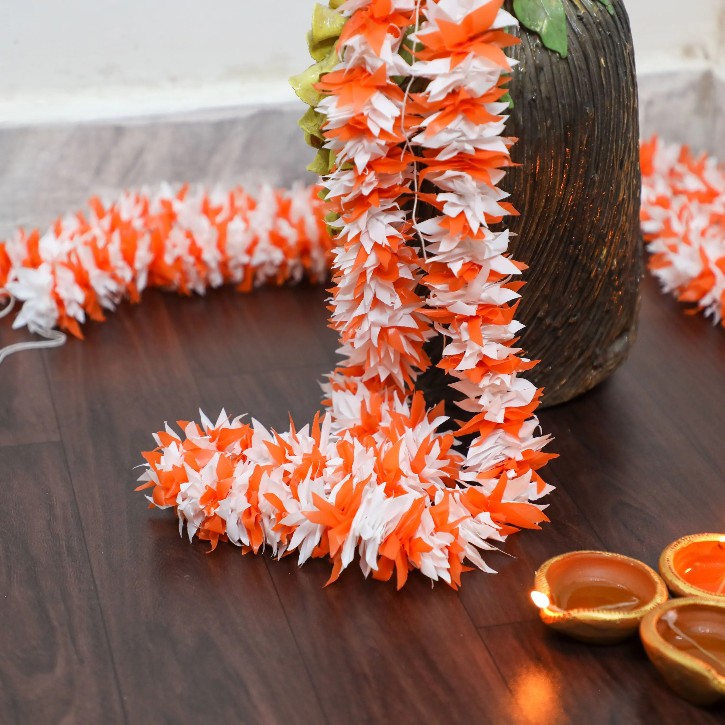 Floral Garland - Orange and White