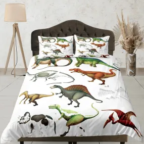 Fossil dinosaur bedding, kids bedding full, cute duvet cover set, dinosaur nursery bed decor, colorful bedding, baby dinosaur, toddler