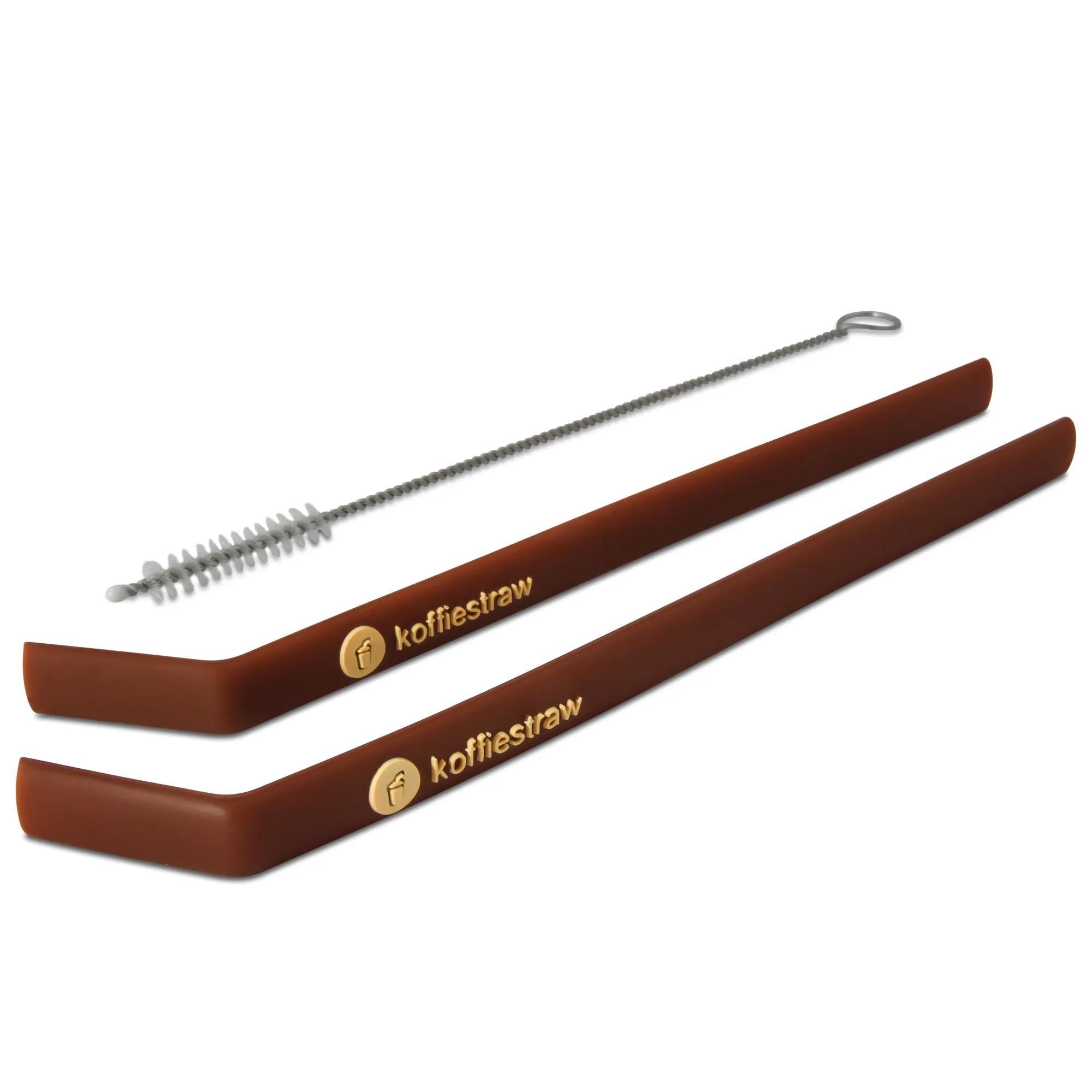 GIFT TUBE of Mocha KoffieStraws: 2x of 8" KoffieStraws and 1x stainless steel cleaning brush