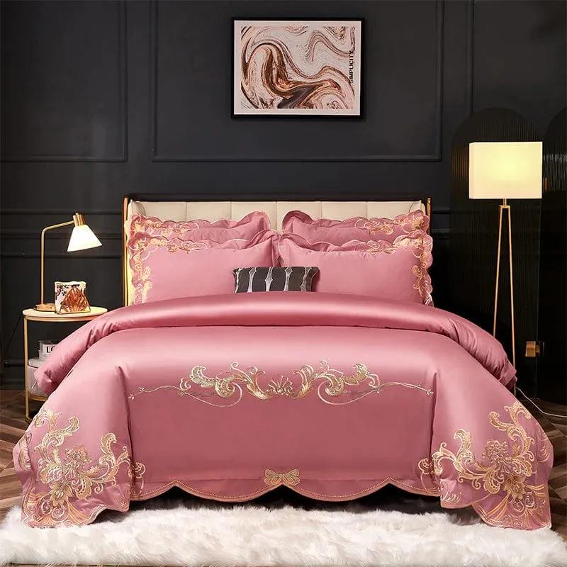 Glamorous Luxury Duvet Set 100% Egyptian Cotton With Golden Embroidery