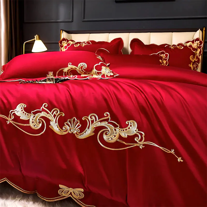 Glamorous Luxury Duvet Set 100% Egyptian Cotton With Golden Embroidery