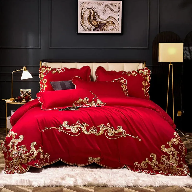 Glamorous Luxury Duvet Set 100% Egyptian Cotton With Golden Embroidery