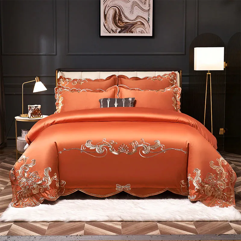 Glamorous Luxury Duvet Set 100% Egyptian Cotton With Golden Embroidery