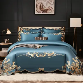 Glamorous Luxury Duvet Set 100% Egyptian Cotton With Golden Embroidery