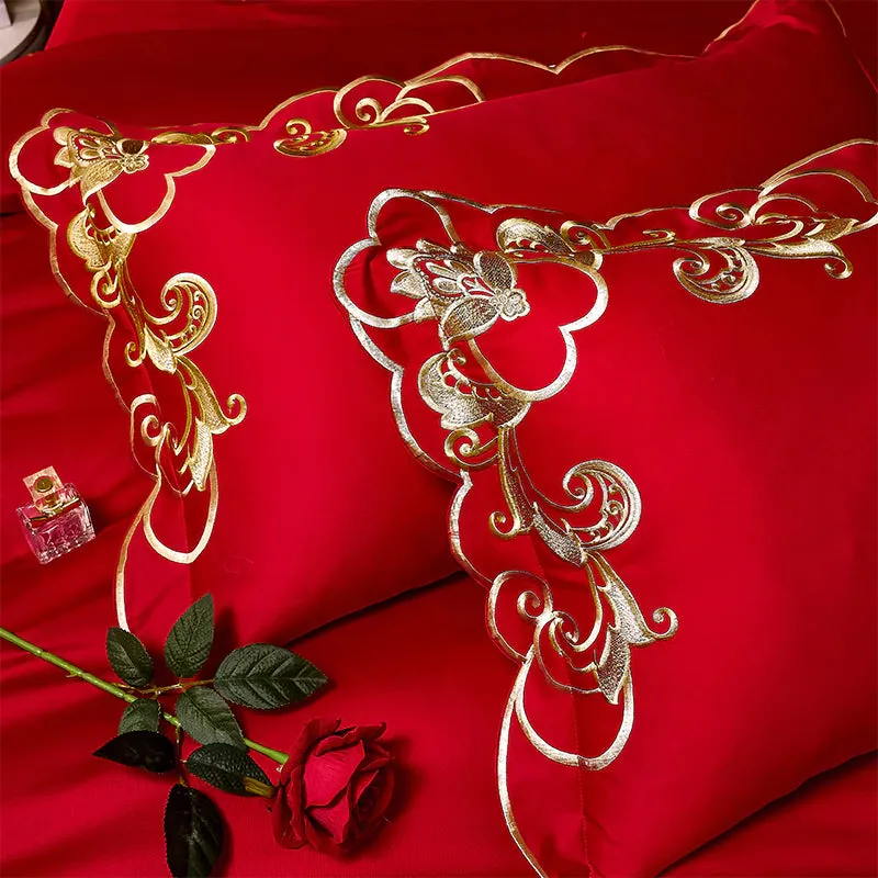 Glamorous Luxury Duvet Set 100% Egyptian Cotton With Golden Embroidery