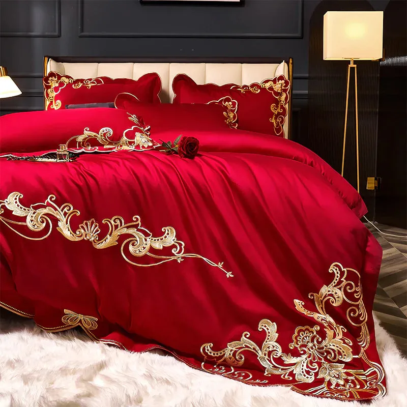 Glamorous Luxury Duvet Set 100% Egyptian Cotton With Golden Embroidery