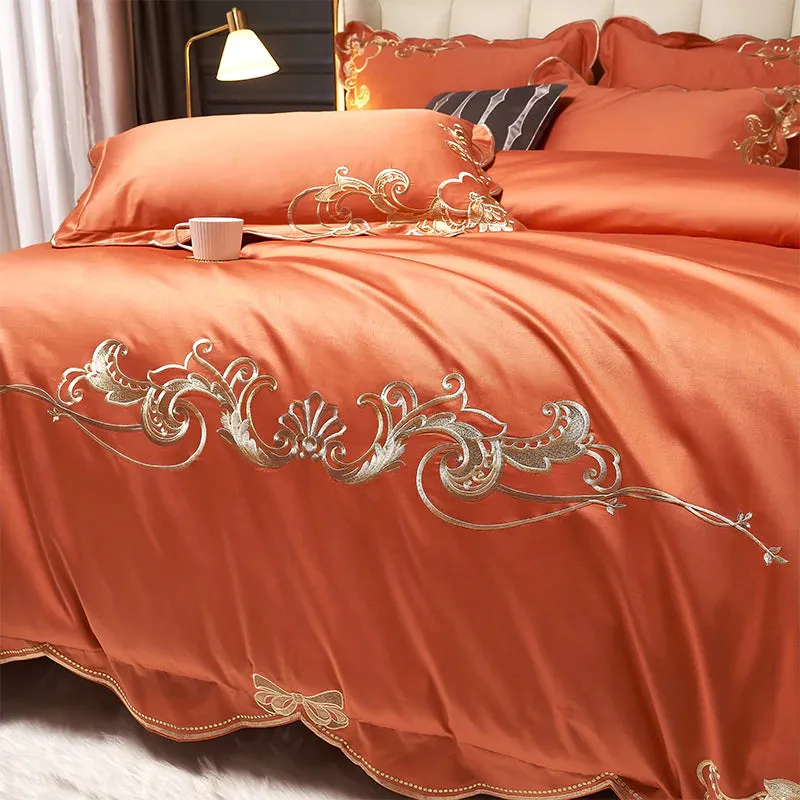 Glamorous Luxury Duvet Set 100% Egyptian Cotton With Golden Embroidery