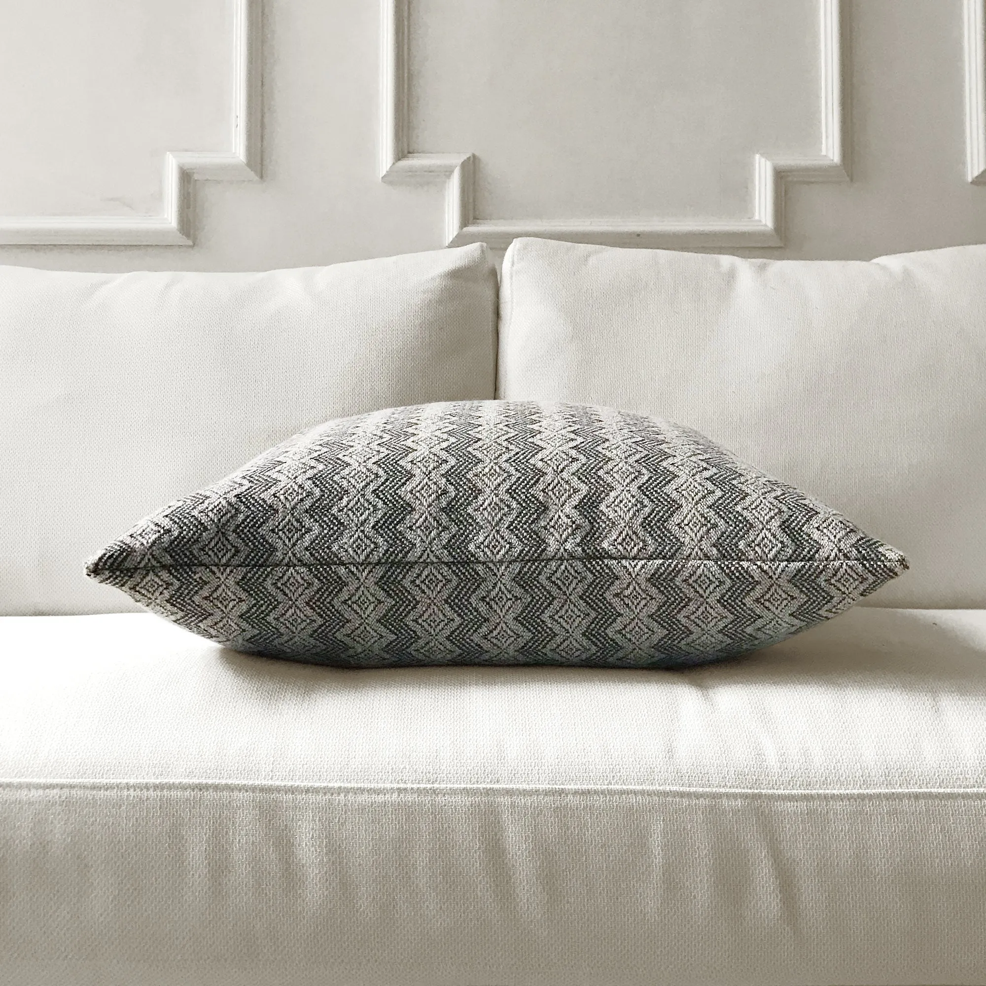 Gray Bohemian Ikat Throw Pillow Cover 24x24