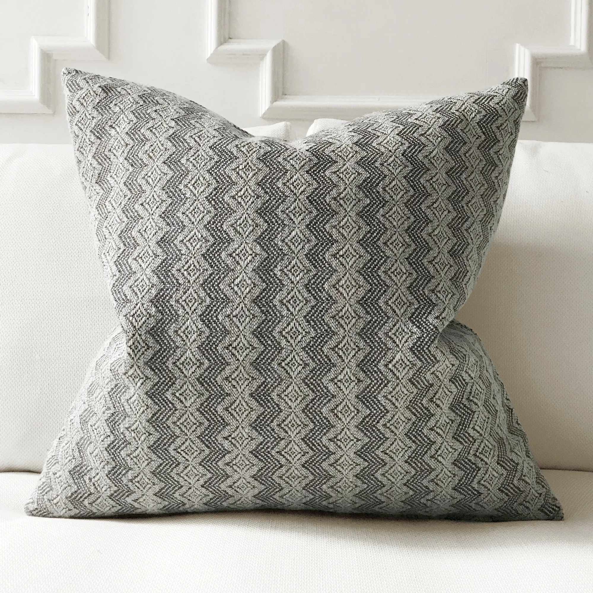 Gray Bohemian Ikat Throw Pillow Cover 24x24