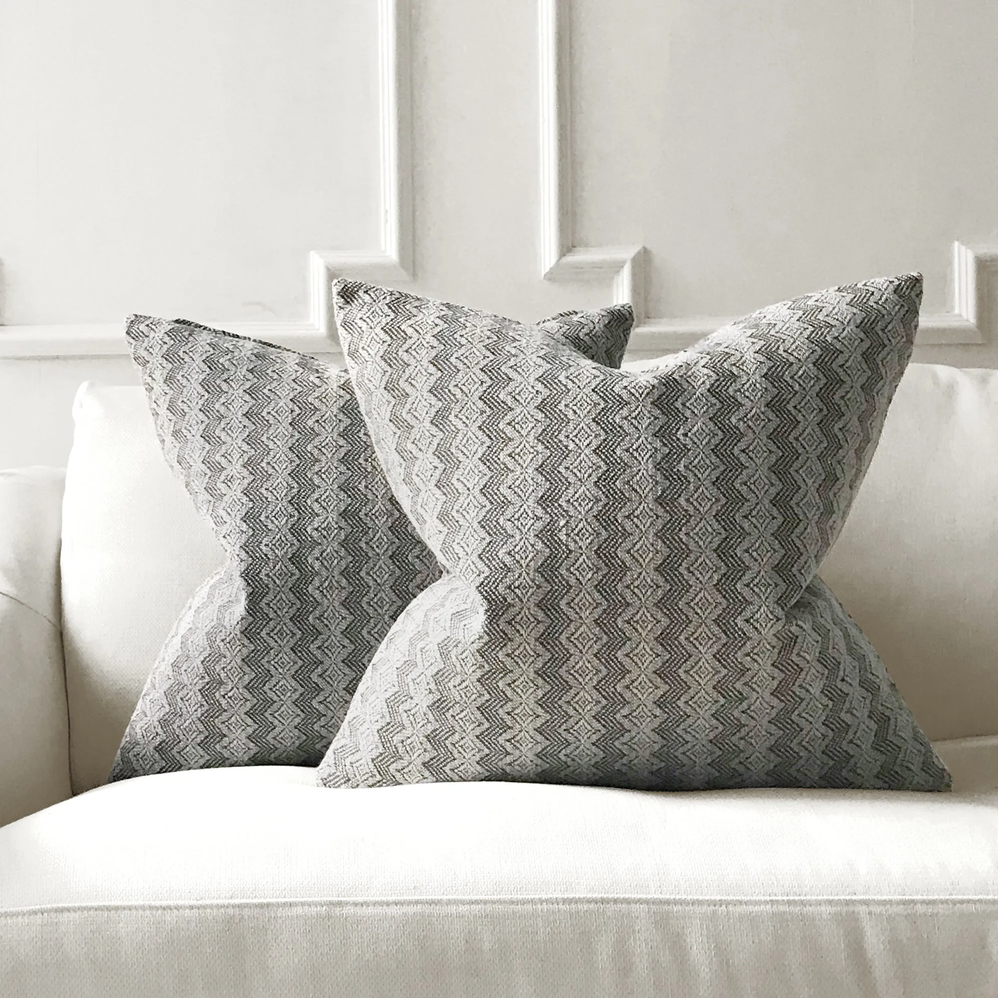 Gray Bohemian Ikat Throw Pillow Cover 24x24