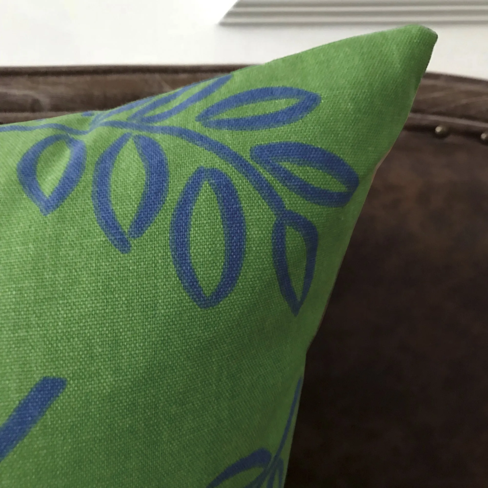 Green and Blue Botanical Throw Pillow Cover 22x22