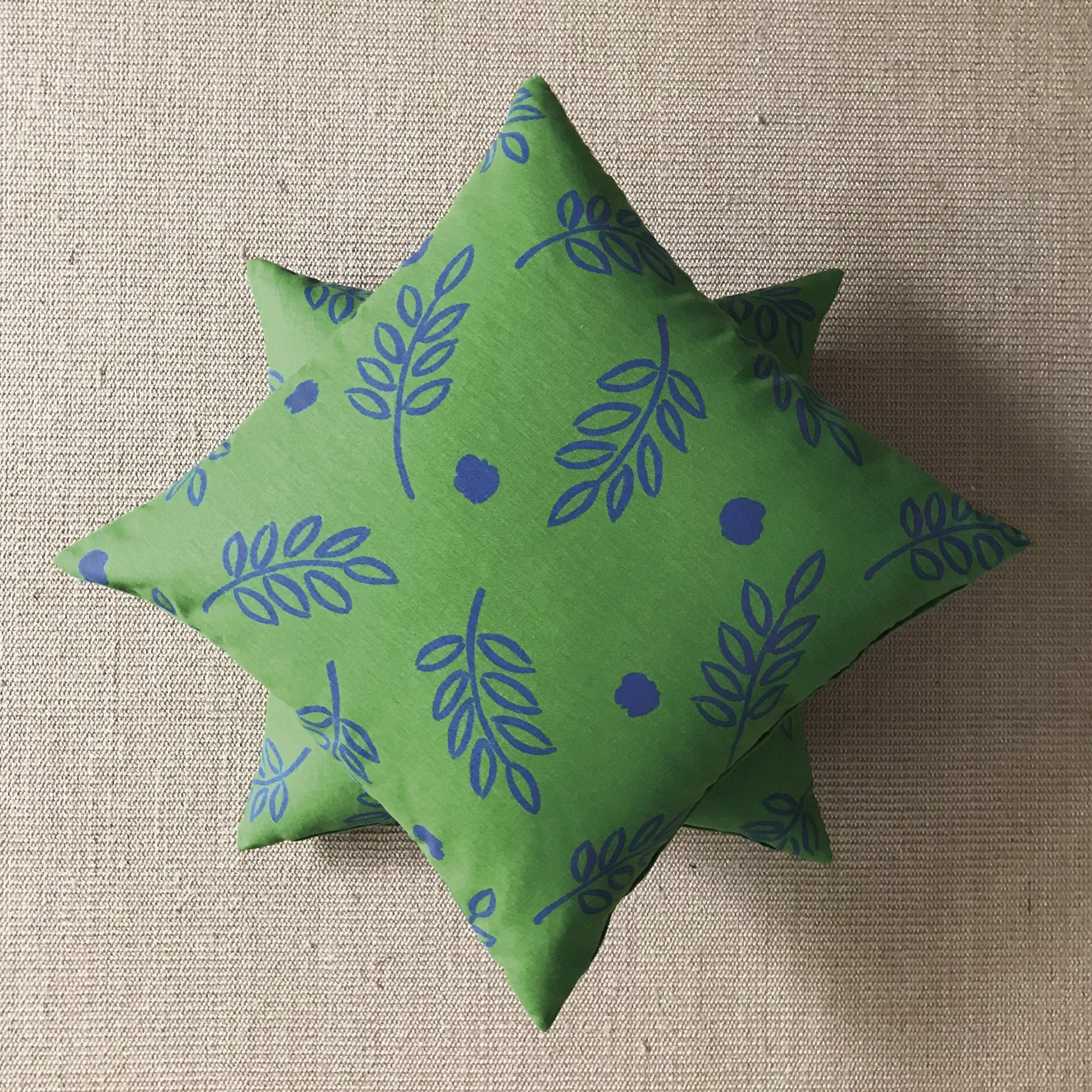 Green and Blue Botanical Throw Pillow Cover 22x22