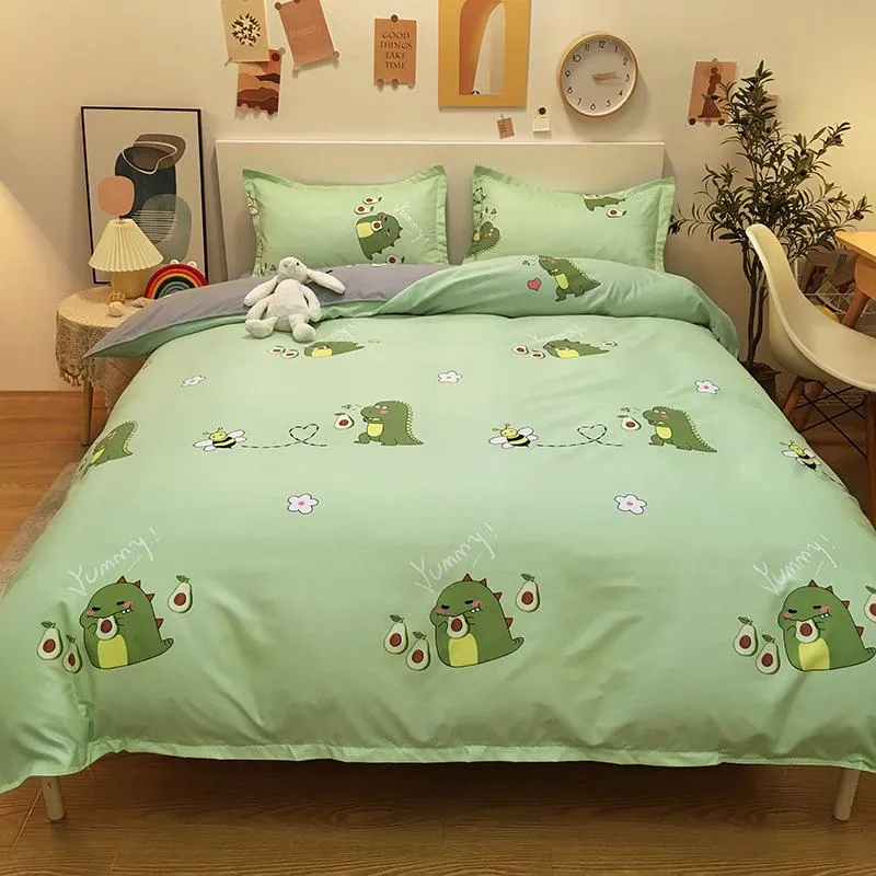 Green Dinosaur and Avocado Bedding Set