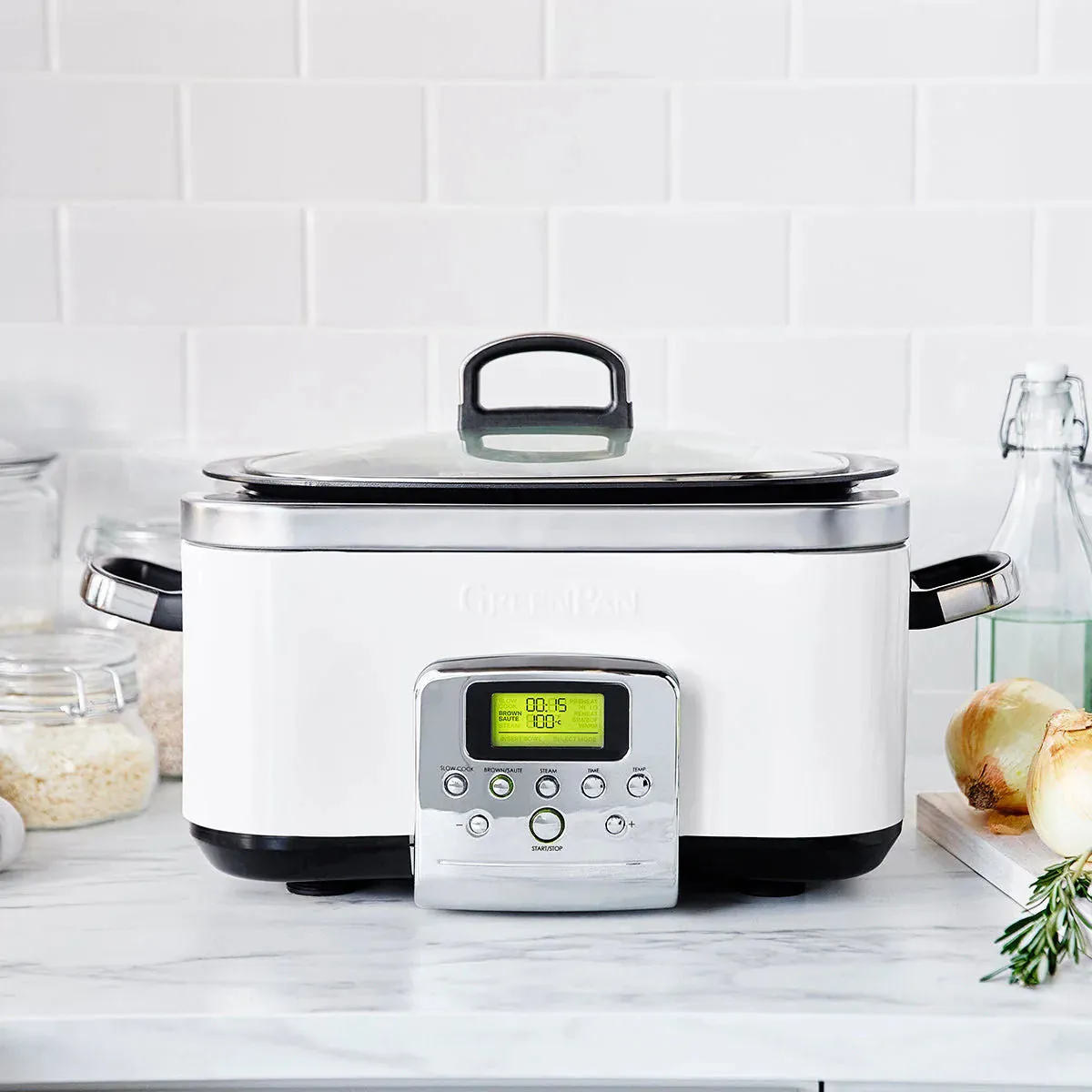 GreenPan Elite Slow Cooker Cloud Cream 6L