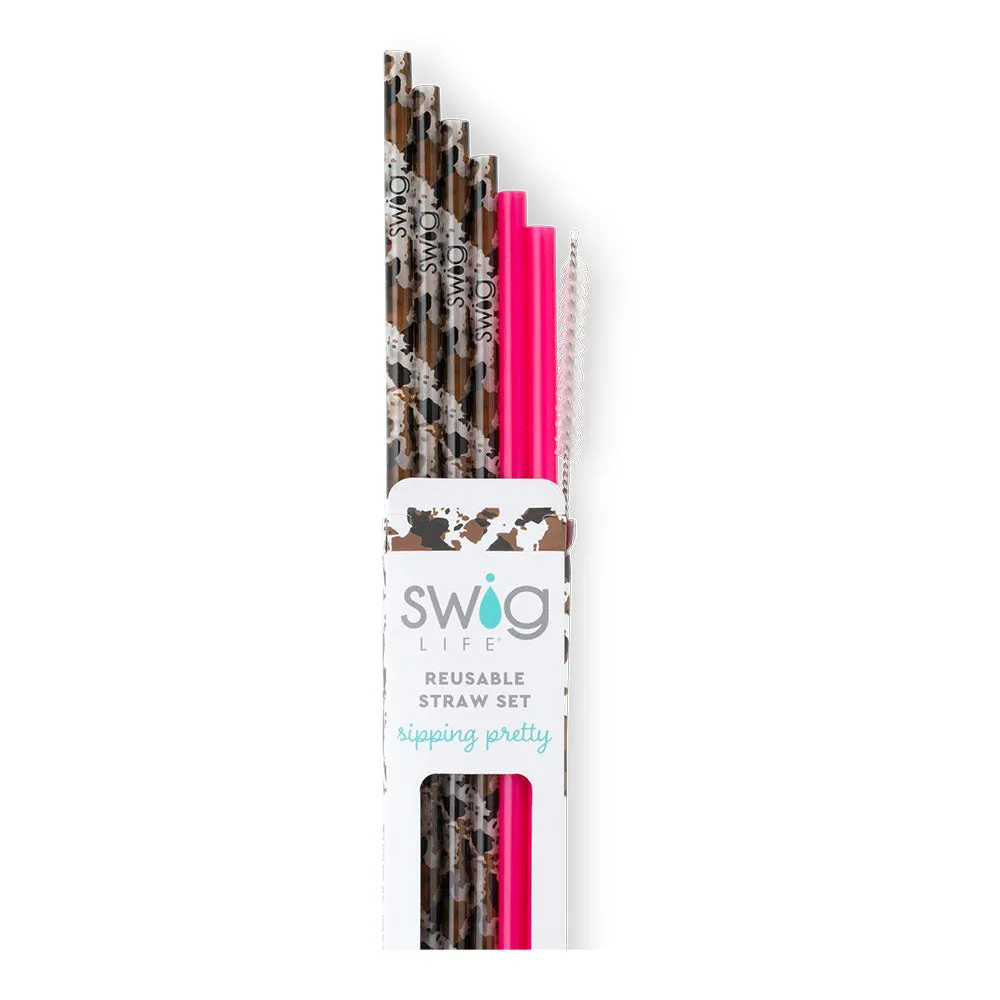 Hayride   Hot Pink Reusable Straw Set