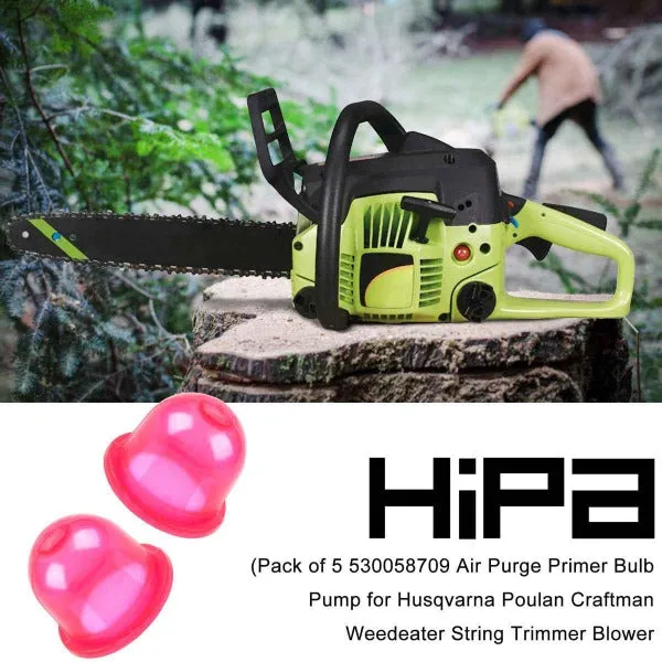 Hipa 530058709 Air Purge Primer Bulb Pump for Husqvarna Poulan Craftman Weedeater String Trimmer Blower (Pack of 5)