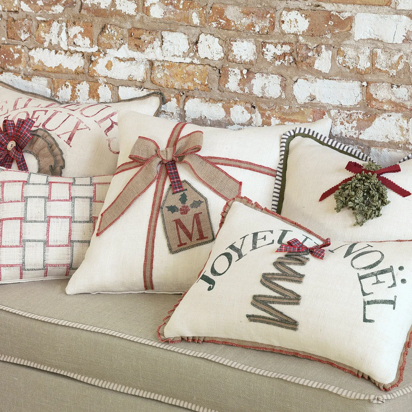 Holiday Woven Plaid Jute Lumbar Pillow Cover 13x22