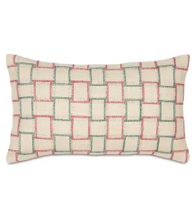 Holiday Woven Plaid Jute Lumbar Pillow Cover 13x22