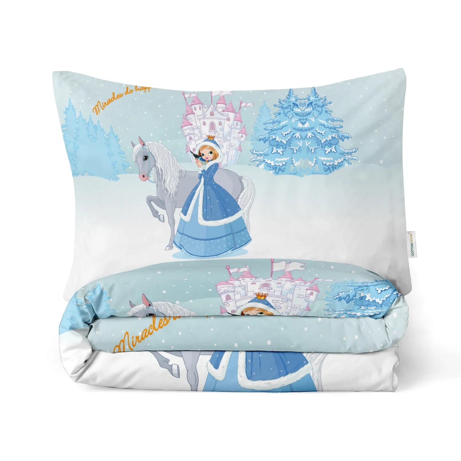 Kids Duvet Cover Set - 4 Pc - Snow Princes Print 160x220cm | Cotton Home