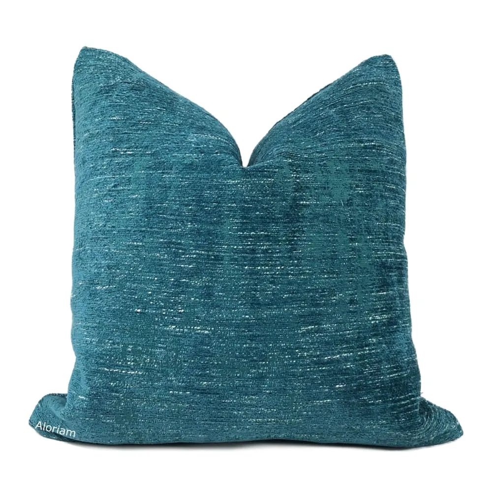 Knox Peacock Teal Slub Textured Chenille Pillow Cover