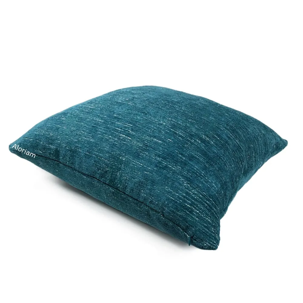 Knox Peacock Teal Slub Textured Chenille Pillow Cover