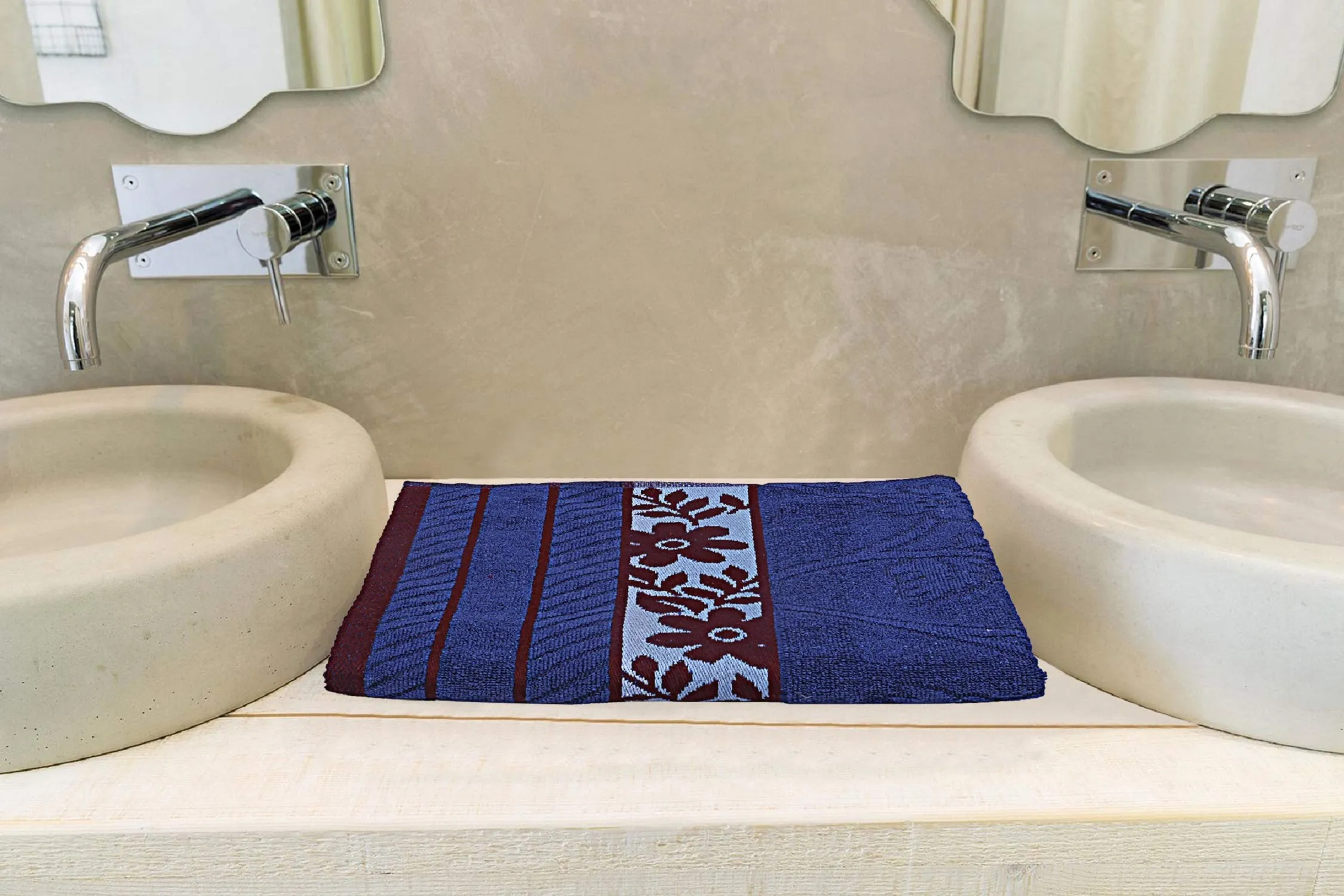 Kuber Industries 100% Cotton 2 Pieces Bath Towel 27" x54” (Blue & Maroon) -CTKTC28927