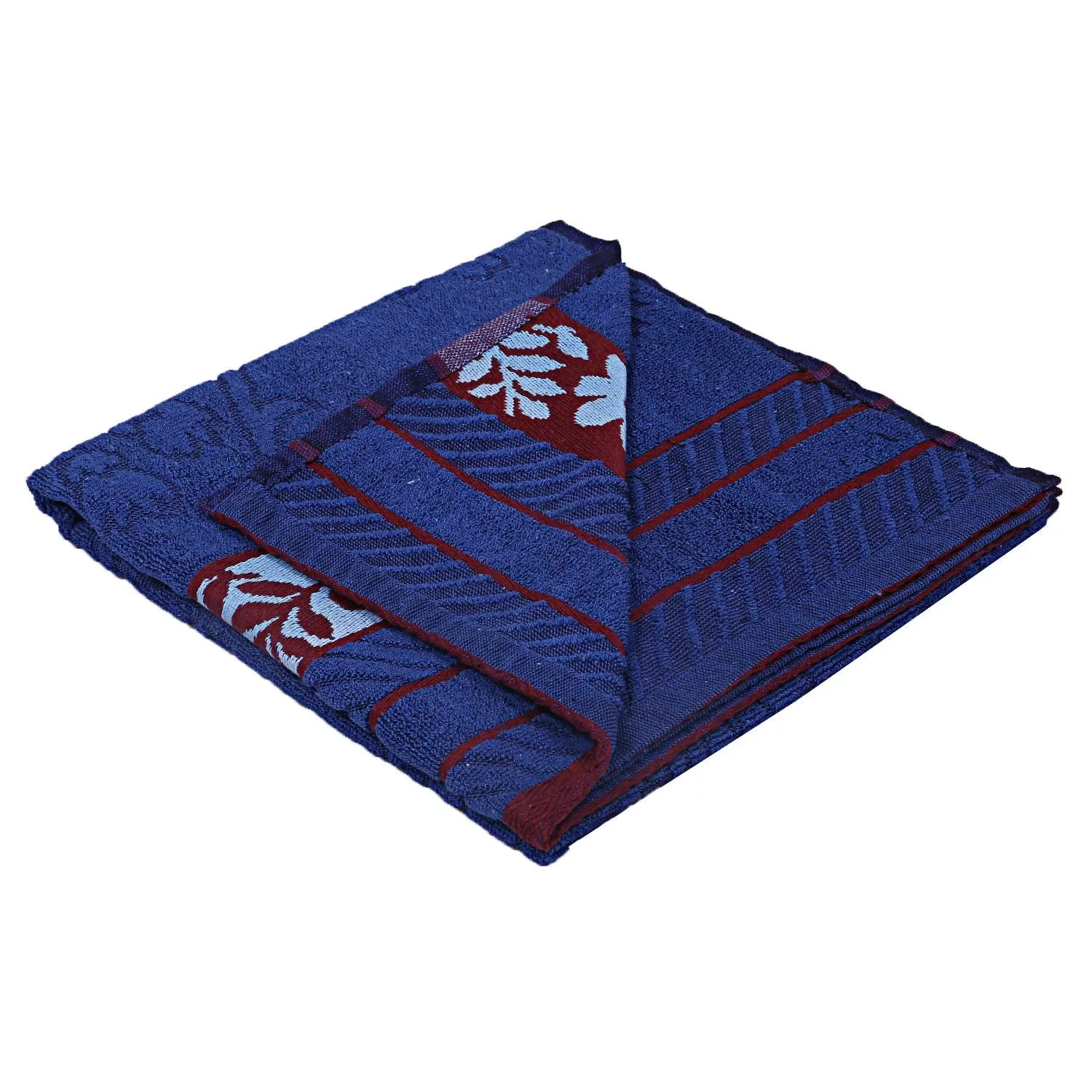 Kuber Industries 100% Cotton 2 Pieces Bath Towel 27" x54” (Blue & Maroon) -CTKTC28927