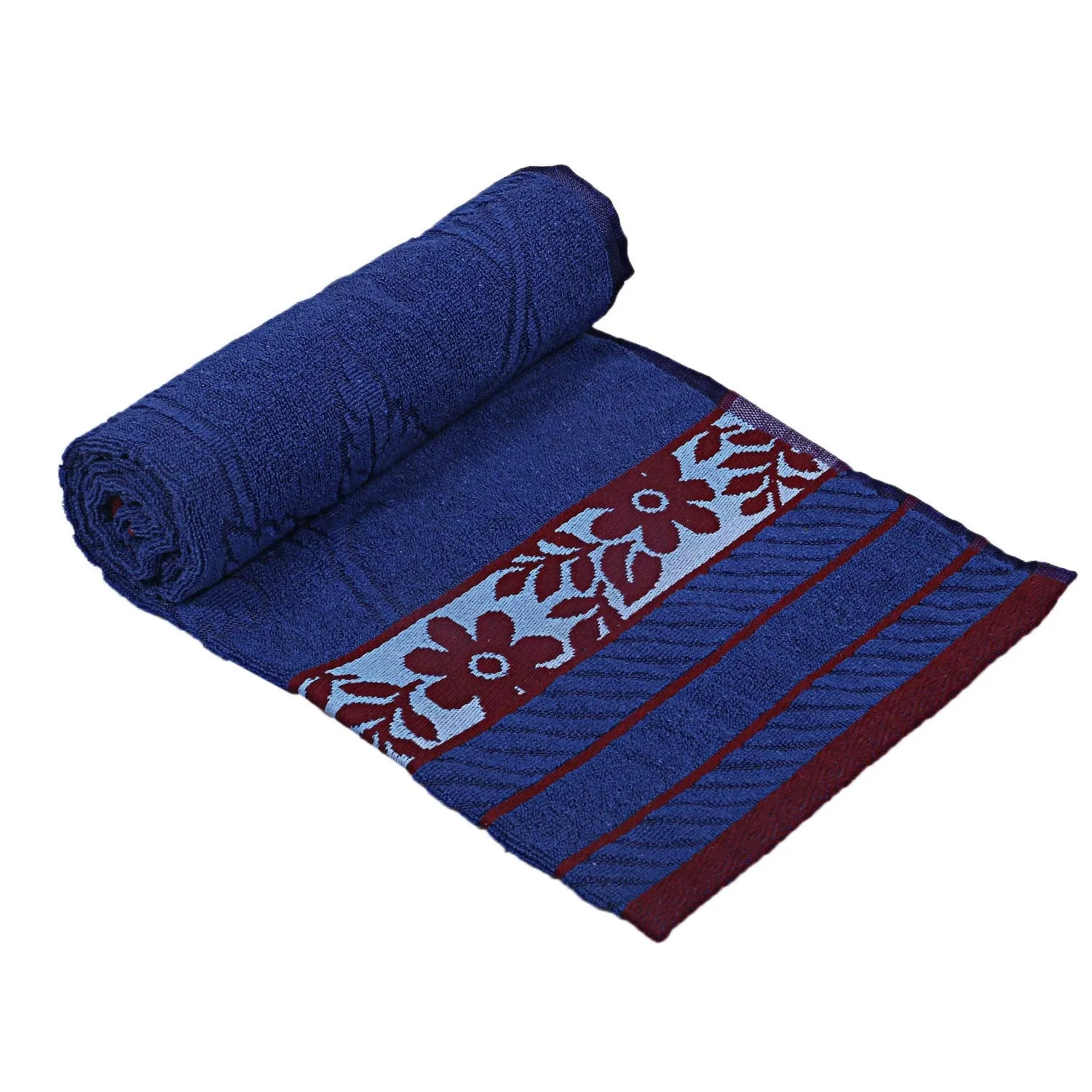 Kuber Industries 100% Cotton 2 Pieces Bath Towel 27" x54” (Blue & Maroon) -CTKTC28927